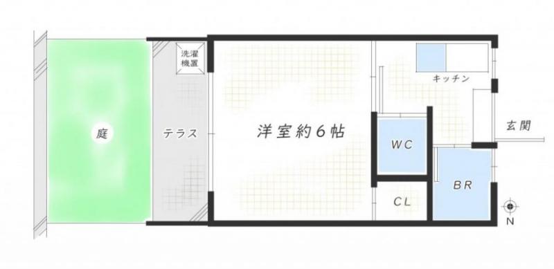 【間取り図】※1階の間取り（2階に庭はつきません。ベランダのみ）