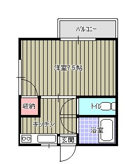 【間取り図】1Ｋタイプの間取